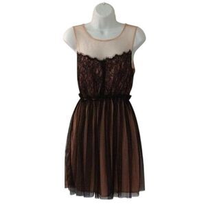 Sleeveless‎ Fit & Flare Party Dress Black Lace Charming Charlie Sz S